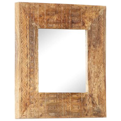 vidaXL Hand-Carved Mirror 19.7"x19.7"x1" Solid Mango Wood