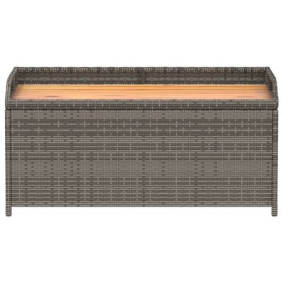 vidaXL Storage Bench Gray 39.4"x19.7"x20.5" Poly Rattan and Acacia Wood