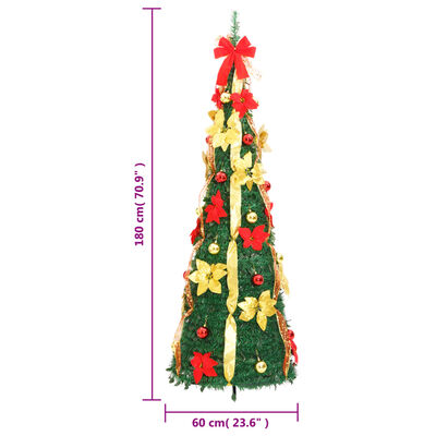 vidaXL Artificial Christmas Tree Pop-up 150 LEDs Green 70.9"