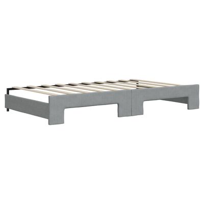 vidaXL Daybed with Trundle Light Gray 39.4"x74.8" Fabric