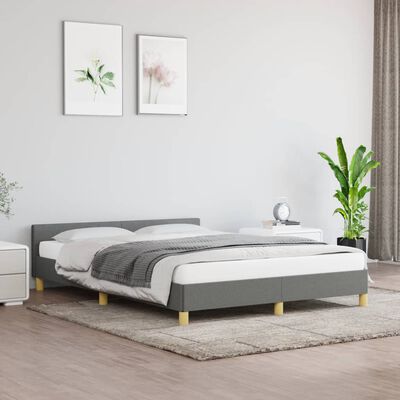 vidaXL Bed Frame with Headboard Dark Gray 59.8"x79.9" Queen Fabric