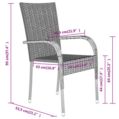 vidaXL 3 Piece Patio Dining Set Black