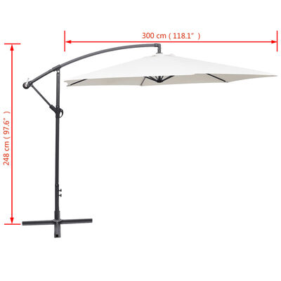 vidaXL Cantilever Garden Parasol 118.1" Sand White