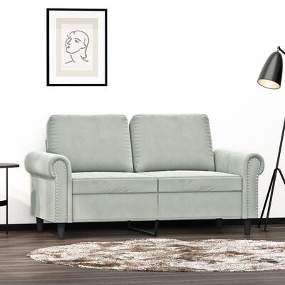 vidaXL 2-Seater Sofa Light Gray 47.2" Velvet