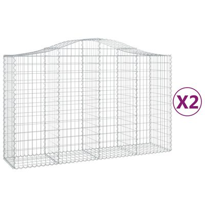 vidaXL Arched Gabion Baskets 2 pcs 78.7"x19.7"x47.2"/55.1" Galvanized Iron