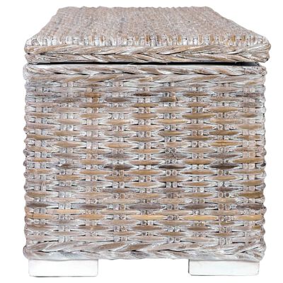 vidaXL Storage Box 47.2" White Kubu Rattan and Solid Mango Wood