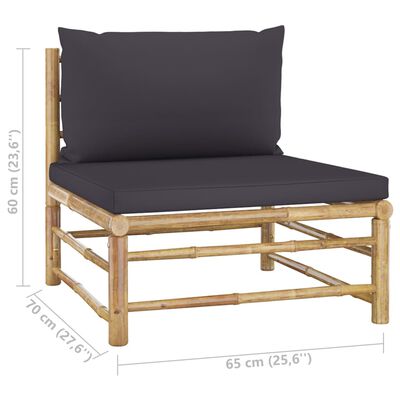 vidaXL 8 Piece Patio Lounge Set with Dark Gray Cushions Bamboo