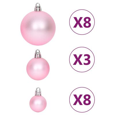 vidaXL 65 Piece Christmas Bauble Set Pink/Red/White