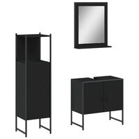 vidaXL 3 Piece Bathroom Cabinet Set Black Engineered Wood