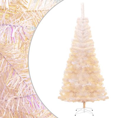 vidaXL Artificial Christmas Tree with Iridescent Tips White 8 ft PVC