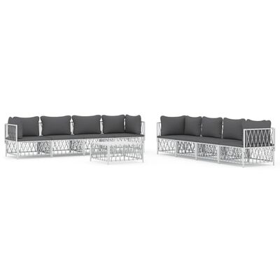 vidaXL 9 Piece Patio Lounge Set with Cushions White Steel