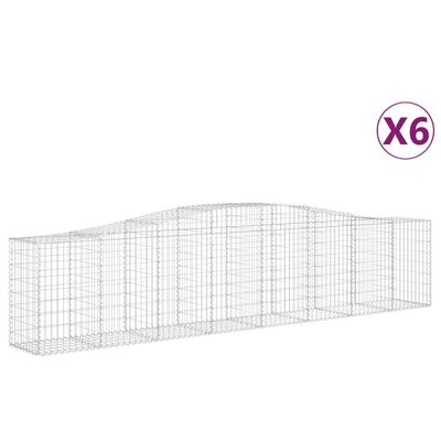 vidaXL Arched Gabion Baskets 6 pcs 157.5"x19.7"x31.5"/39.4" Galvanized Iron