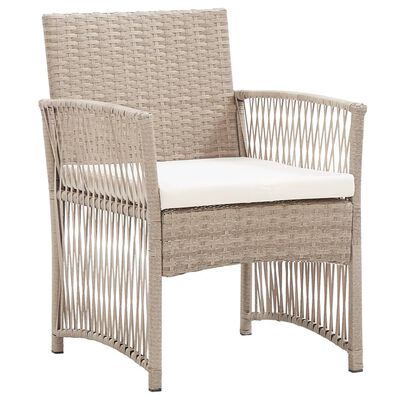 vidaXL Patio Armchairs with Cushions 2 pcs Beige Poly Rattan