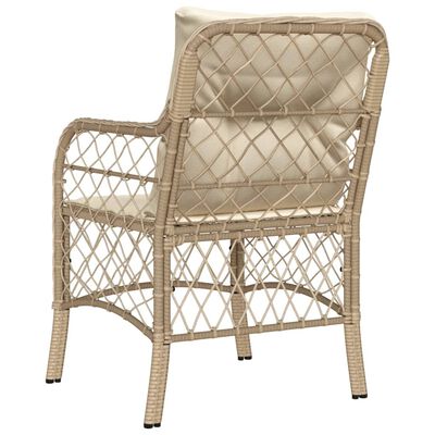 vidaXL Patio Chairs with Cushions 2 pcs Beige Poly Rattan