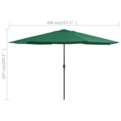 vidaXL Outdoor Parasol with Metal Pole 153.5" Green