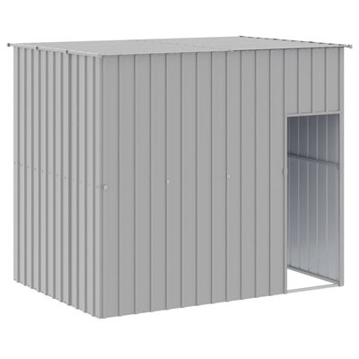 vidaXL Dog House with Run Light Gray 84.3"x99.6"x71.3" Galvanized Steel