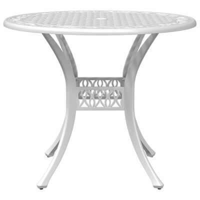 vidaXL Patio Table White Ø35.4"x29.5" Cast Aluminum