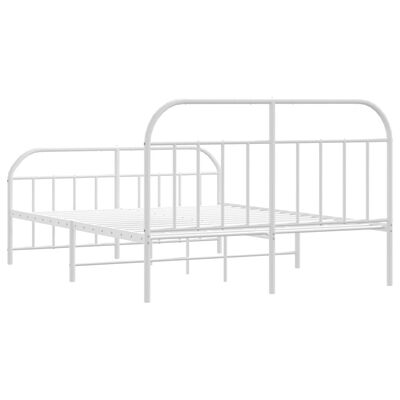 vidaXL Metal Bed Frame without Mattress with Footboard White 53.1"x74.8"