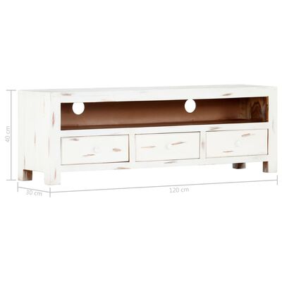 vidaXL TV Stand White 47.2"x11.8"x15.7" Solid Wood Acacia