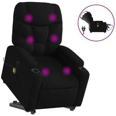 vidaXL Electric Stand up Massage Recliner Chair Black Fabric