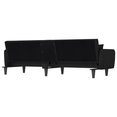 vidaXL Sofa Bed with Cup Holders Black Fabric