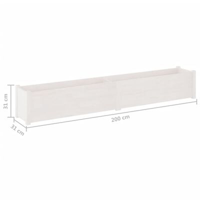 vidaXL Garden Planter White 78.7"x12.2"x12.2" Solid Wood Pine