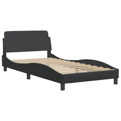 vidaXL Bed Frame without Mattress Black 39.4"x74.8" Faux Leather