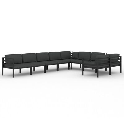 vidaXL 9 Piece Patio Lounge Set with Cushions Aluminum Anthracite