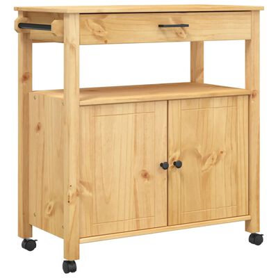 vidaXL Kitchen Trolley MONZA 33.1"x15.7"x35.4" Solid Wood Pine