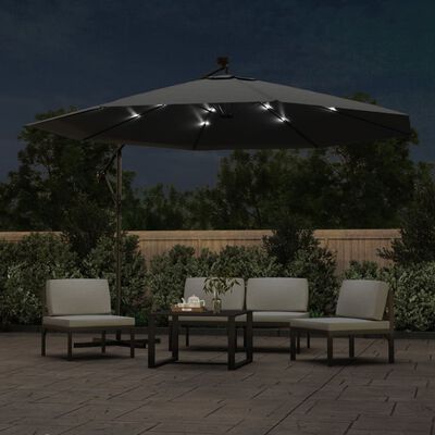 vidaXL Cantilever Garden Parasol with LED Lights and Metal Pole 137.8" Anthracite