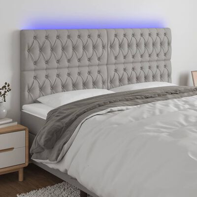 vidaXL LED Headboard Light Gray 63"x2.8"x46.5"/50.4" Fabric