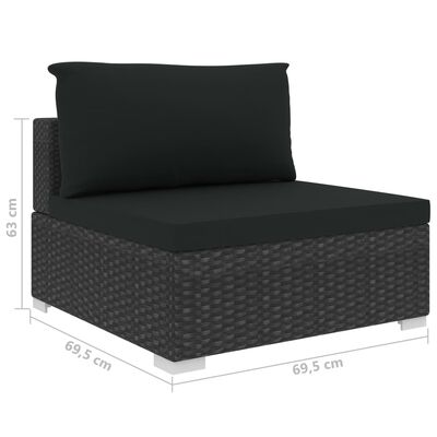 vidaXL 8 Piece Patio Lounge Set with Cushions Poly Rattan Black