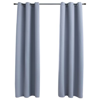 vidaXL Blackout Curtains with Rings 2 pcs Gray 37"x84" Fabric