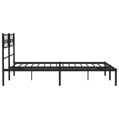 vidaXL Metal Bed Frame without Mattress with Headboard Black 53.1"x74.8"