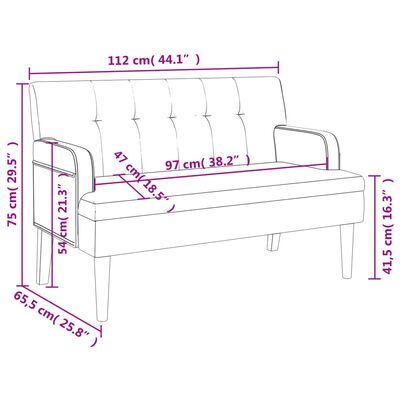 vidaXL Bench with Backrest Black 44.1"x25.8"x29.5" Faux Leather