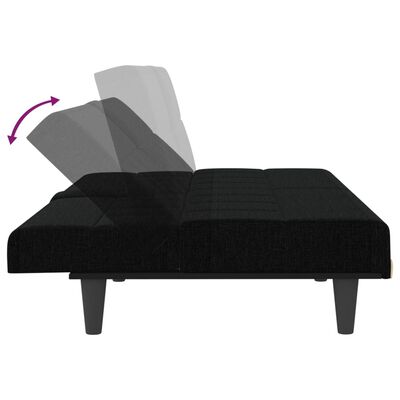 vidaXL Sofa Bed with Cup Holders Black Fabric