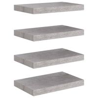 vidaXL Floating Wall Shelves 4 pcs Concrete Gray 15.7"x9.1"x1.5" MDF