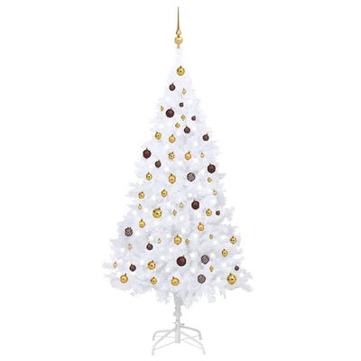 vidaXL Artificial Pre-lit Christmas Tree with Ball Set White 82.7" PVC