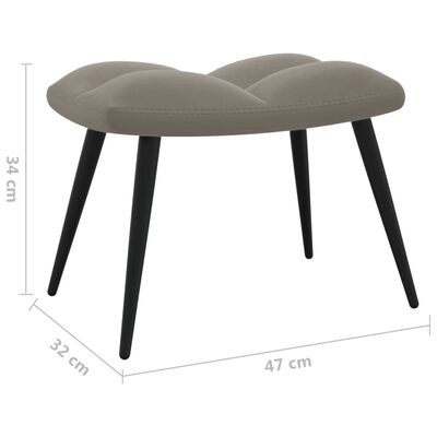 vidaXL Relaxing Chair with a Stool Light Gray Velvet