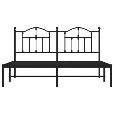 vidaXL Metal Bed Frame without Mattress with Headboard Black 72"x83.9"