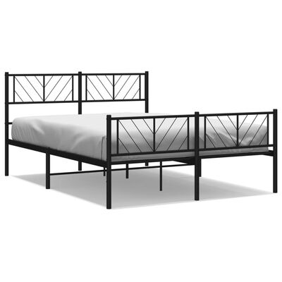 vidaXL Metal Bed Frame without Mattress with Footboard Black 53.1"x74.8"