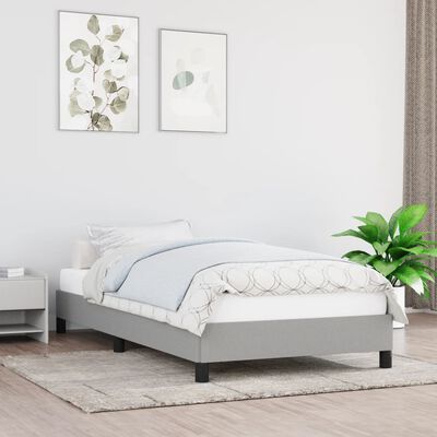 vidaXL Bed Frame Light Gray 39.4"x74.8" Twin Fabric