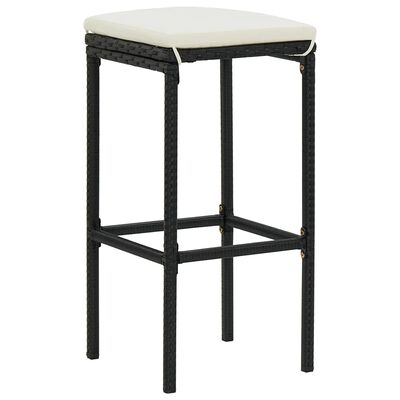 vidaXL Bar Stools with Cushions 3 pcs Black Poly Rattan