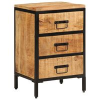 vidaXL Bed Cabinet with 3 Drawers 15.7"x13.8"x24.8" Solid Rough Wood Mango