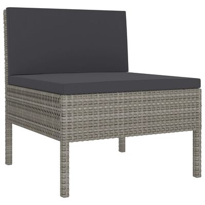 vidaXL 9 Piece Patio Lounge Set with Cushions Poly Rattan Gray