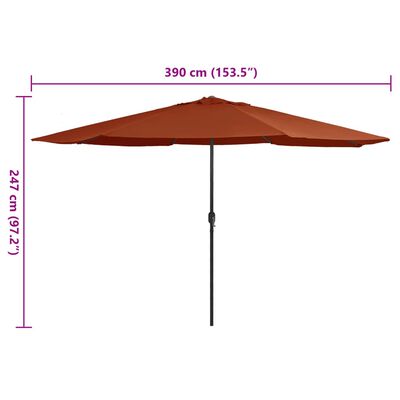 vidaXL Garden Parasol with Metal Pole 153.5" Terracotta