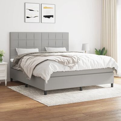 Box Spring Bed with Mattress Light Gray California | vidaXL.com