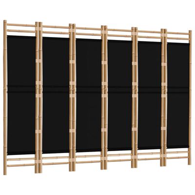 vidaXL Folding 6-Panel Room Divider 94.5" Bamboo and Canvas