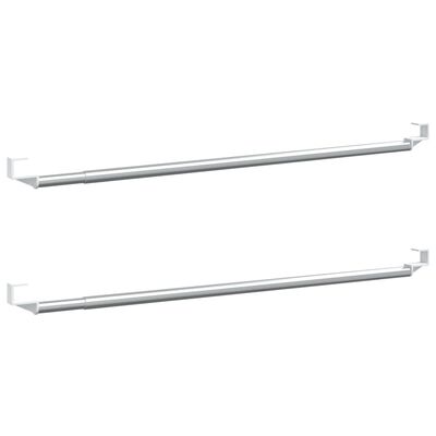 vidaXL Curtain Rails 2 Pcs White and Silver 23.6"-41.3" Aluminum