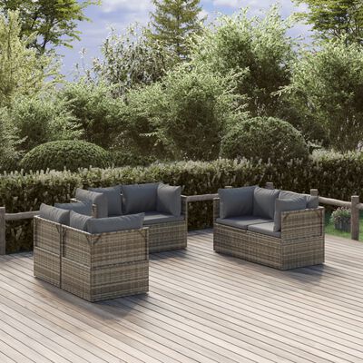 vidaXL Patio Corner Sofas 6 pcs Gray 22.4"x22.4"x22" Poly Rattan